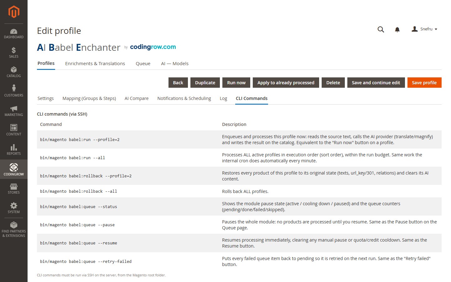 Run and automate from the command line for large catalogs and cron jobs.