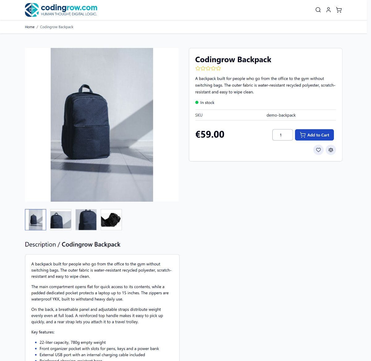 Product page with Product Page Pro & SEO disabled — single image, no sticky buy-box
