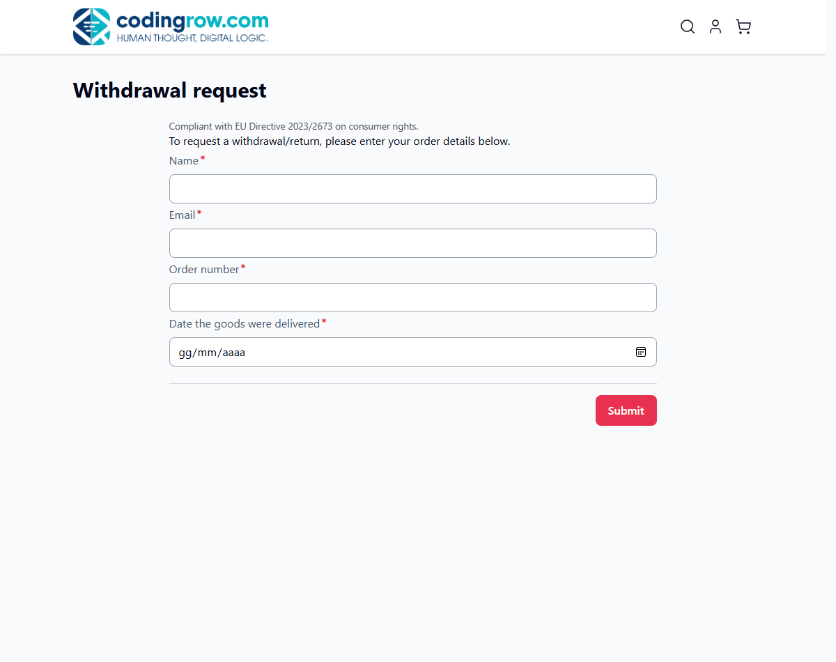 Withdrawal Button — Handle EU Right of Withdrawal Requests Natively in Magento 2